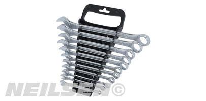 SPANNER SET DROP FORGED (NICKEL PLATED) - 11 PIECE SET ON PLASTIC TRAY