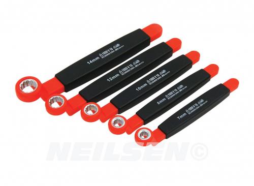 5PCS VDE INSULATED SINGLE END BOX RING WRENCH SET