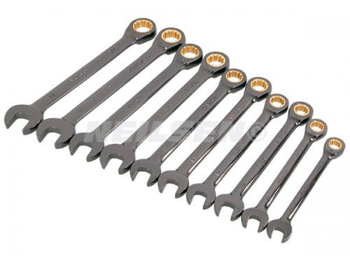 METRIC/SAE SIZE RATCHET COMBINATION WRENCH 10PIECE SET