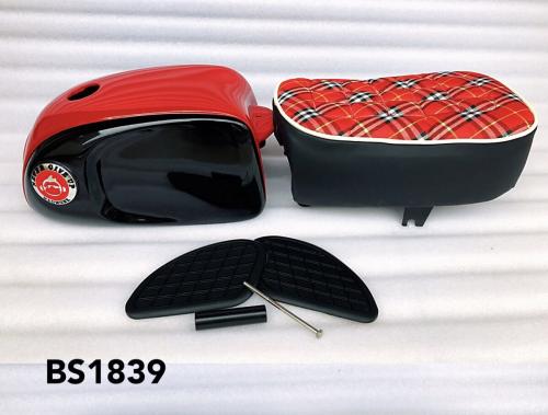 N.G.U. PRODUCTS SEAT AND TANK COVER  KIT FOR MUNK BLACK AND RED
