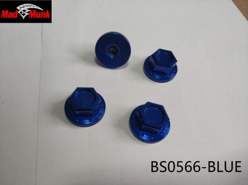 BLUE CNC SHOCK NUTS TOP AND BOTTOM SET OF 4