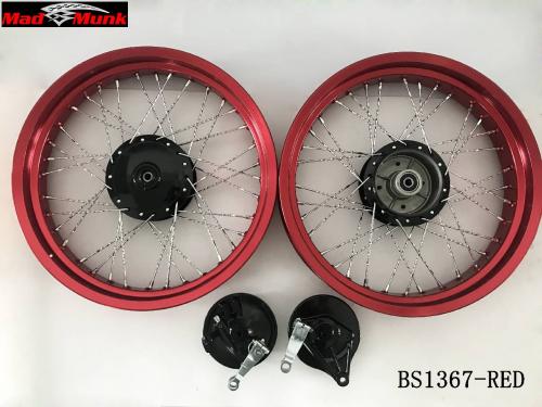 CUB RED  ALLOY 36 TWISTED SPOKE RIMS 3.0 FRONT AND 3.50 REAR