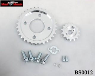 MUNK 7MM OFF SET FRONT AND REAR SPROCKETS 15/38TH