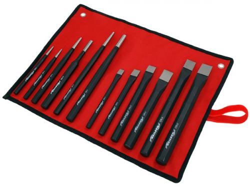 PUNCH AND CHISEL SET 12PC RED HEAVY POUCH