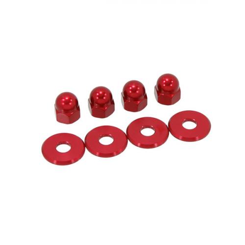 4 SHOCK NUT AND 4 WASHERS IN RED