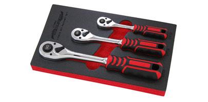RATCHET SET  WITH STRAIGHT HANDLES& GRIP 3PC 90T