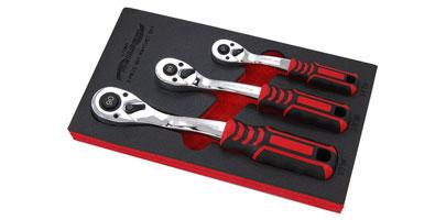 RATCHET SET  WITH CURVED HANDLES& GRIP 3PC 90T