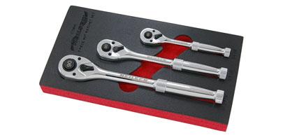 RATCHET SET  WITH STRAIGHT METAL HANDLES 3PC 90T