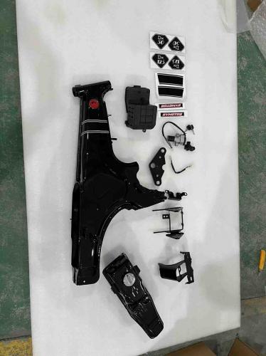 sy 6ltr frame kit  Fuel Tank with fuel cap  upper clamp for fork  Rear light bracket black  key switch  TOP FRAME RAIL IN BLACK  headlight bracket  Electric parts Box