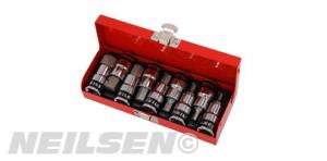 10PC 1/2 DR HEX SET  IN RED METAL BOX