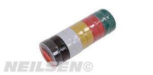 INSULATION TAPE 19MM BLACK/WHITE/YELLOW/RED/GREEN 10PCS