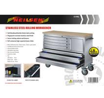 48 INCH STAINLESS STEEL ROLLING WORKBENCH