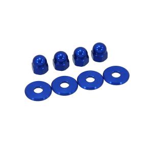 4 SHOCK NUT AND 4 WASHERS IN BLUE