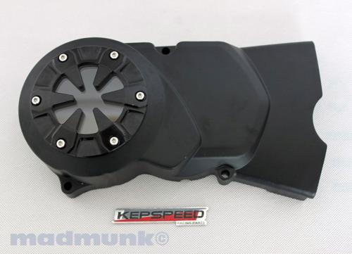 KEPSPEED ENGINE COVER WITH CNC PLATE IN BLACK WITH GLASS