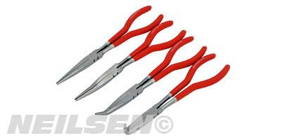 LONG NOSE PLIERS - 4 PIECE SET / PVC HANDLES