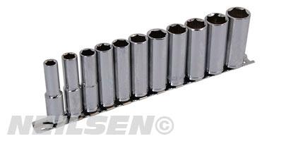 SOCKET SET - 11 PIECE 3/8IN. DRIVE - DEEP ON A RAIL