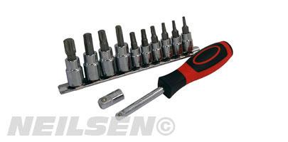 12PCS 1/4INCH & 3/8INCH DR BITS SOCKET SET