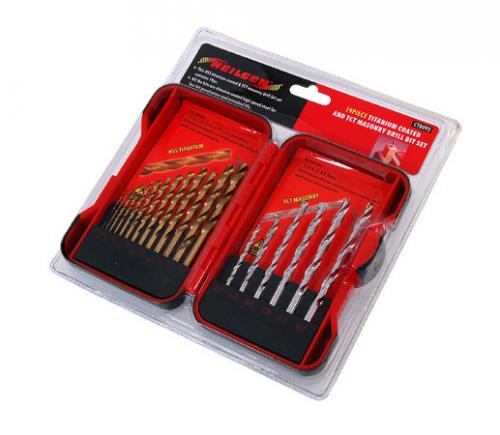 19PCS TITANIUM COATED AND TCT MASONRY DRILL BIT SET