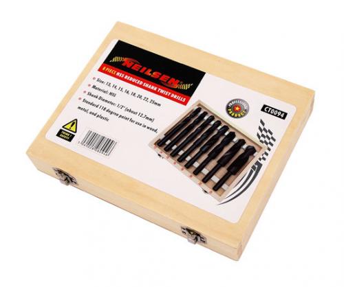 8PCS HSS REDUCED SHANK TWIST DRILLS