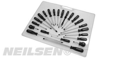 SCREWDRIVER SET - 22 PIECE  BLACK HANDLE