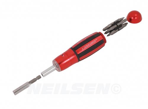 12 IN 1 RATCHET SCREWDRIVER SET ALUMINIUM RED BLACK GRIP