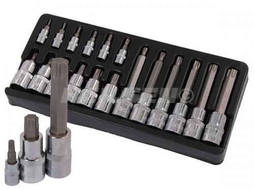 19PC 1/4 1/2 DR SOCKET SET IN RED TRAY