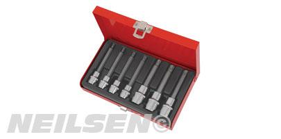 7PC SOCKET BITS SET IN RED TRAY