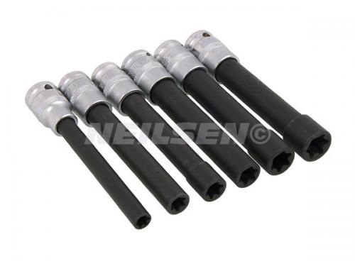 6-PIECE T-STAR / E-TYPE SOCKETS, EXTRA LONG, E10-20