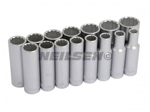 SOCKET SET - 15 PIECE 1/2IN. DRIVE/ DEEP ON A RAIL