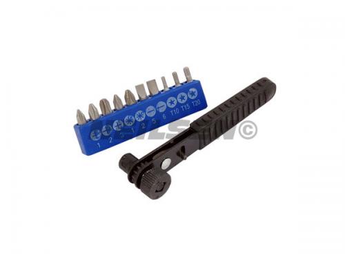 11PCS BITS SET WITH RATCHET HANDLE