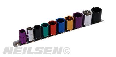 SOCKET SET - 10 PIECE 3/8IN. DRIVE - MULTI-COLOURED