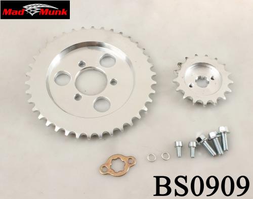 MUNK 15MM OFF SET FRONT AND REAR SPROCKETS 17/38TH