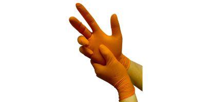 TUFFGRIP 6.0 MIL DIAMOND GRIP GLOVES-ORANGE LARGE