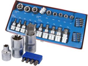 STAR SOCKET AND BIT SET - 27PIECE 3/8 & 1/2 DRIVE