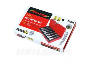 7PC SOCKET BITS SET IN RED TRAY