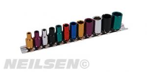 SOCKET SET - 12 PIECE 1/4IN. DRIVE - MULTI-COLOURED