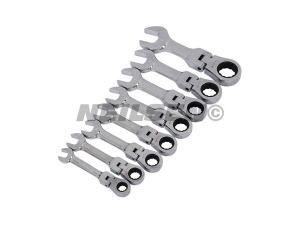 8PC STUBBY RATCHETING SPANNERS COMBI FLEXI